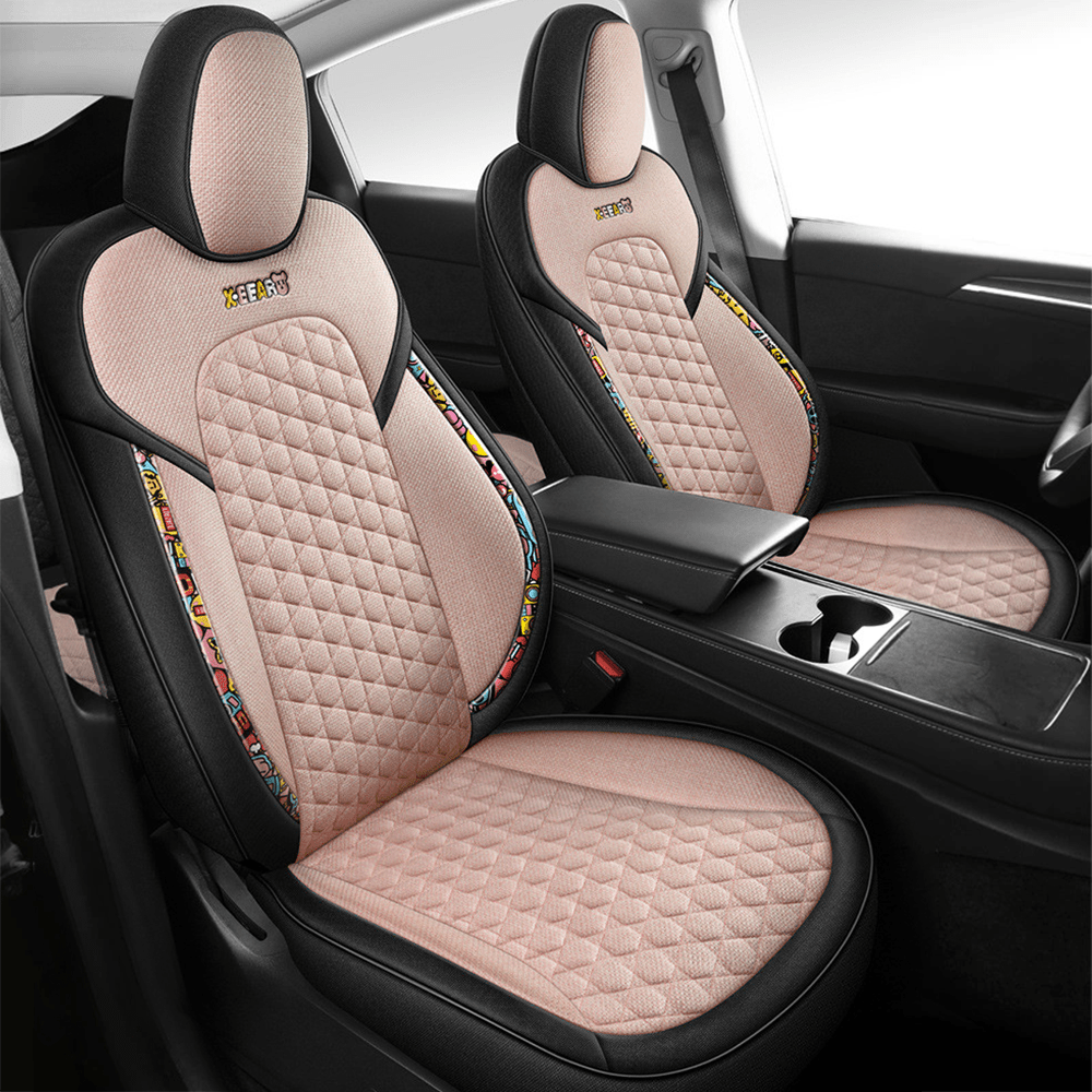 TESERY Cotton-Linen Seat Covers for Tesla Model 3