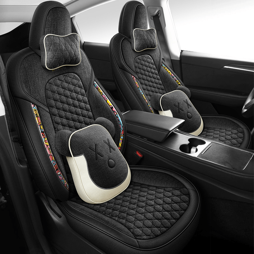 TESERY Cotton-Linen Seat Covers for Tesla Model 3