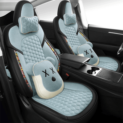 TESERY Cotton-Linen Seat Covers for Tesla Model 3