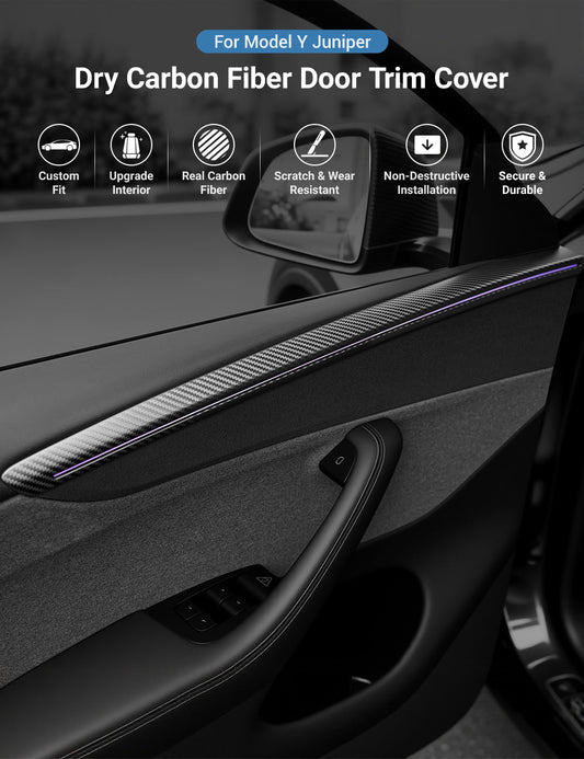 TESERY Dry Carbon Fiber Door Trim Cover for Tesla Model Y Juniper