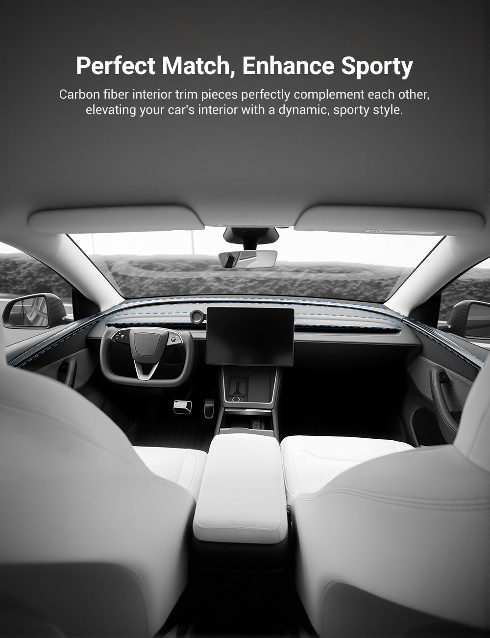 TESERY Dry Carbon Fiber Door Trim Cover for Tesla Model Y Juniper