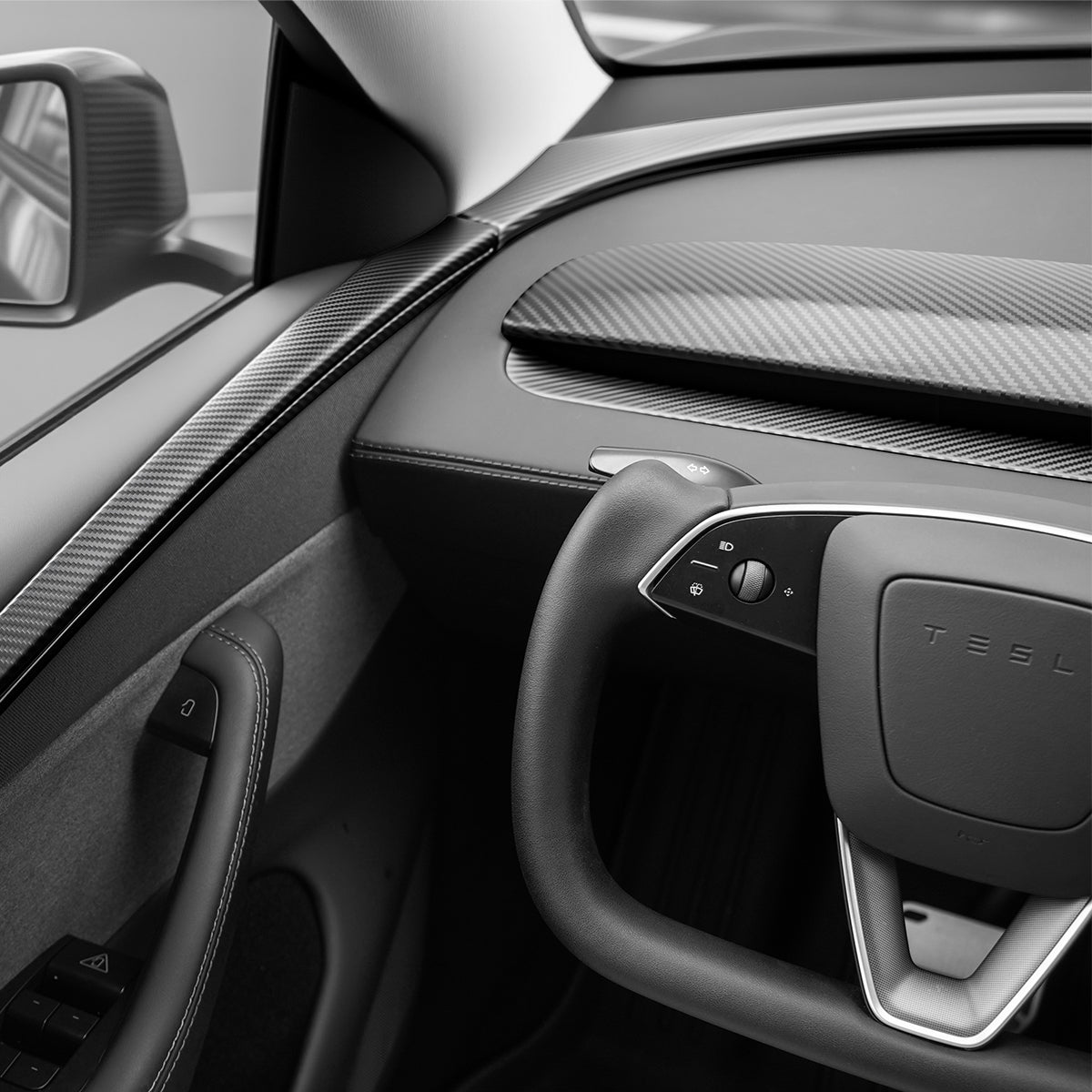 TESERY Dry Carbon Fiber Door Trim Cover for Tesla Model Y Juniper