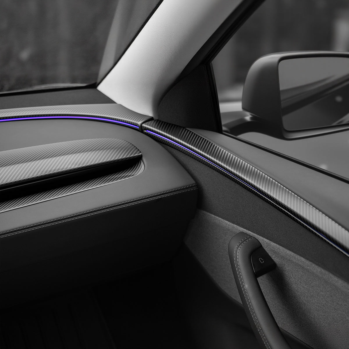 TESERY Dry Carbon Fiber Door Trim Cover for Tesla Model Y Juniper