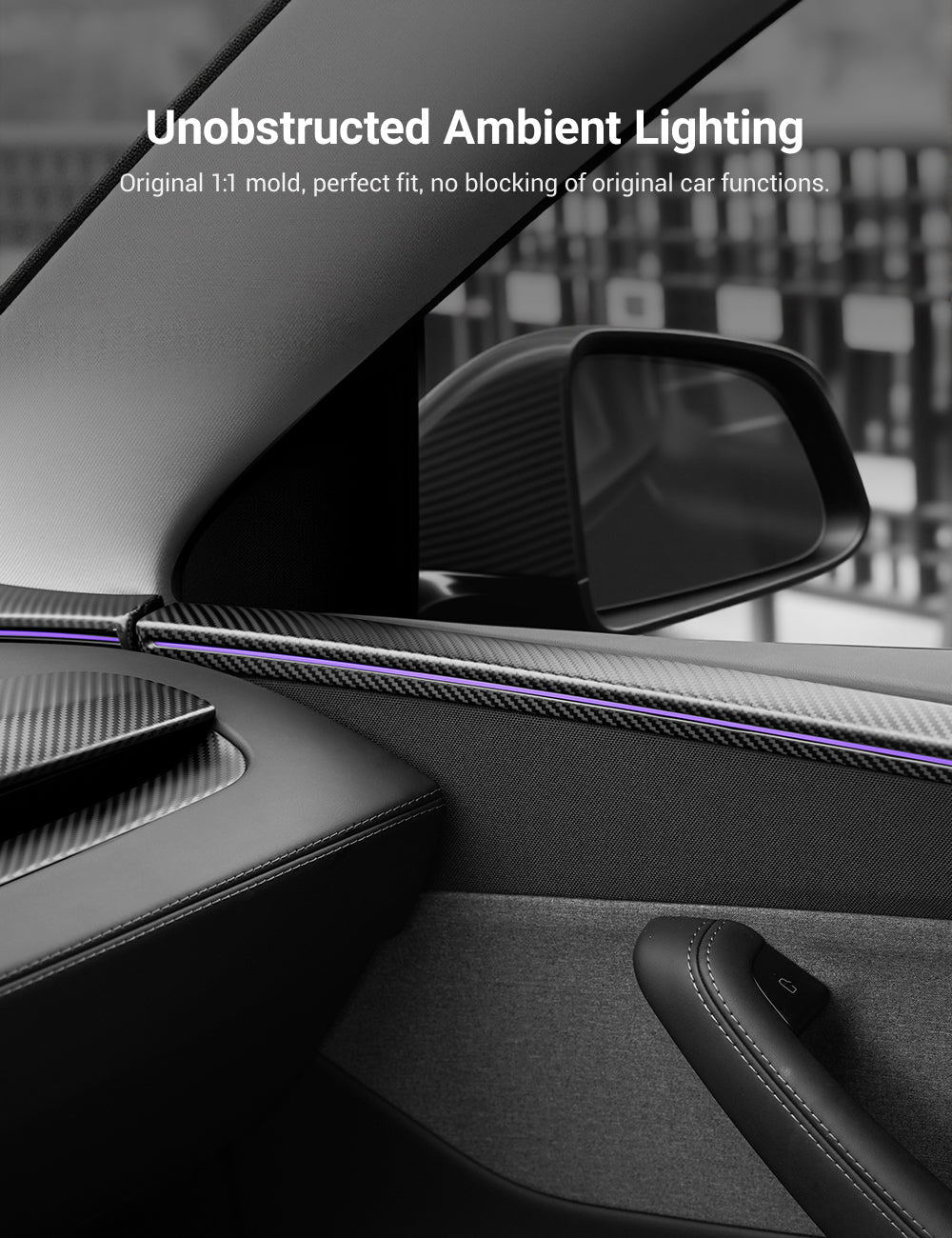 TESERY Dry Carbon Fiber Door Trim Cover for Tesla Model Y Juniper