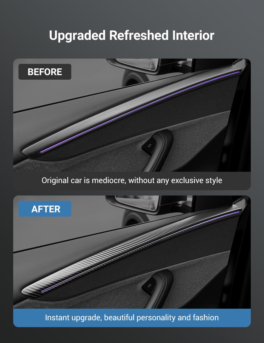 TESERY Dry Carbon Fiber Door Trim Cover for Tesla Model Y Juniper