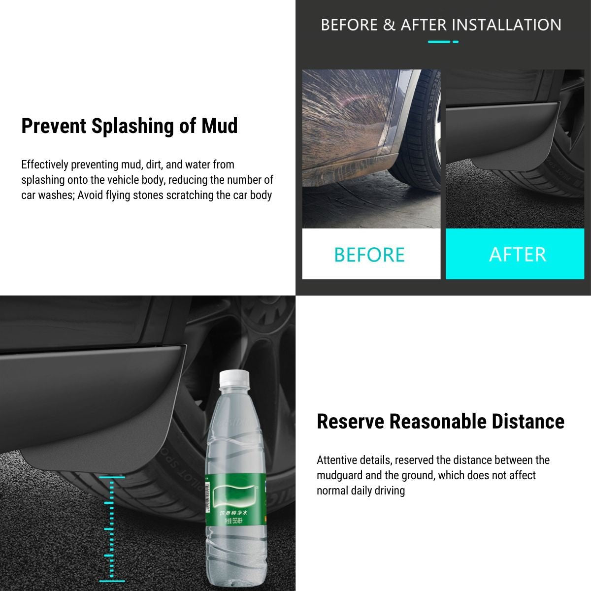 TESERY Hidden Form Mudflaps Kit for Model 3 Highland / Y (4PCS)