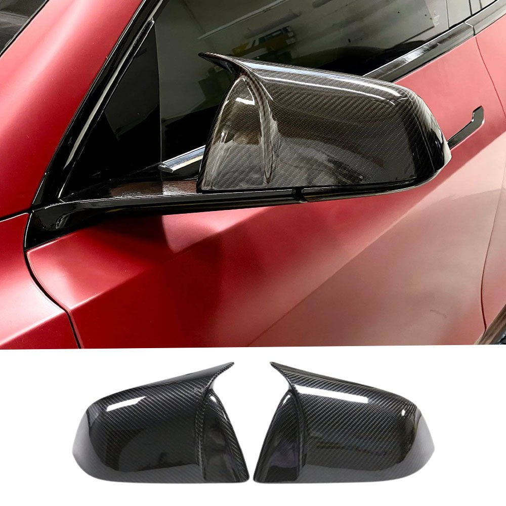TESERY Mirror Caps for Model Y / 3 ( Sporty Style ) - Carbon Fiber Exterior Mods