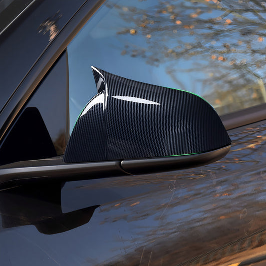 TESERY Mirror Caps for Model S / X ( Sporty Style ) - Dry Carbon Fiber Exterior Mods