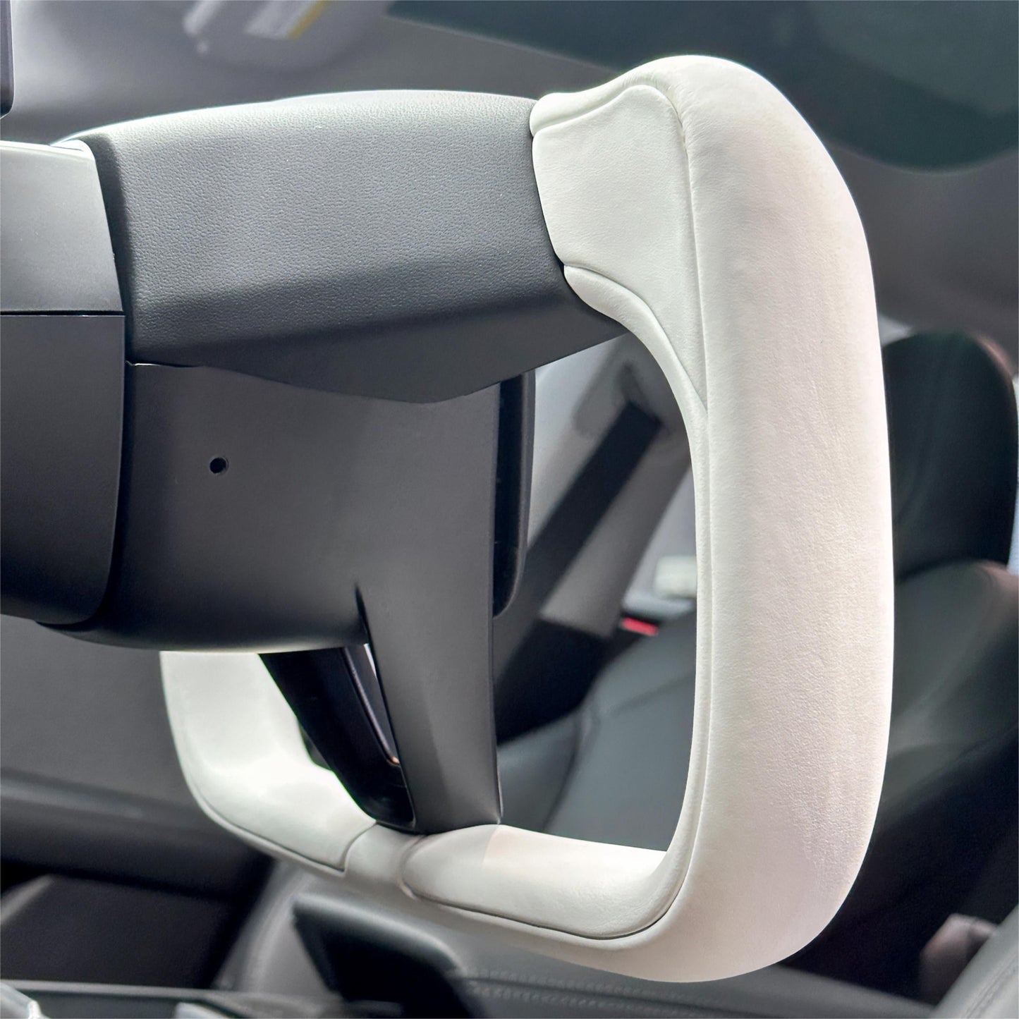 TESERY Model 3 Highland & Model Y Juniper Yoke Plaid Steering Wheel 【White Leather】