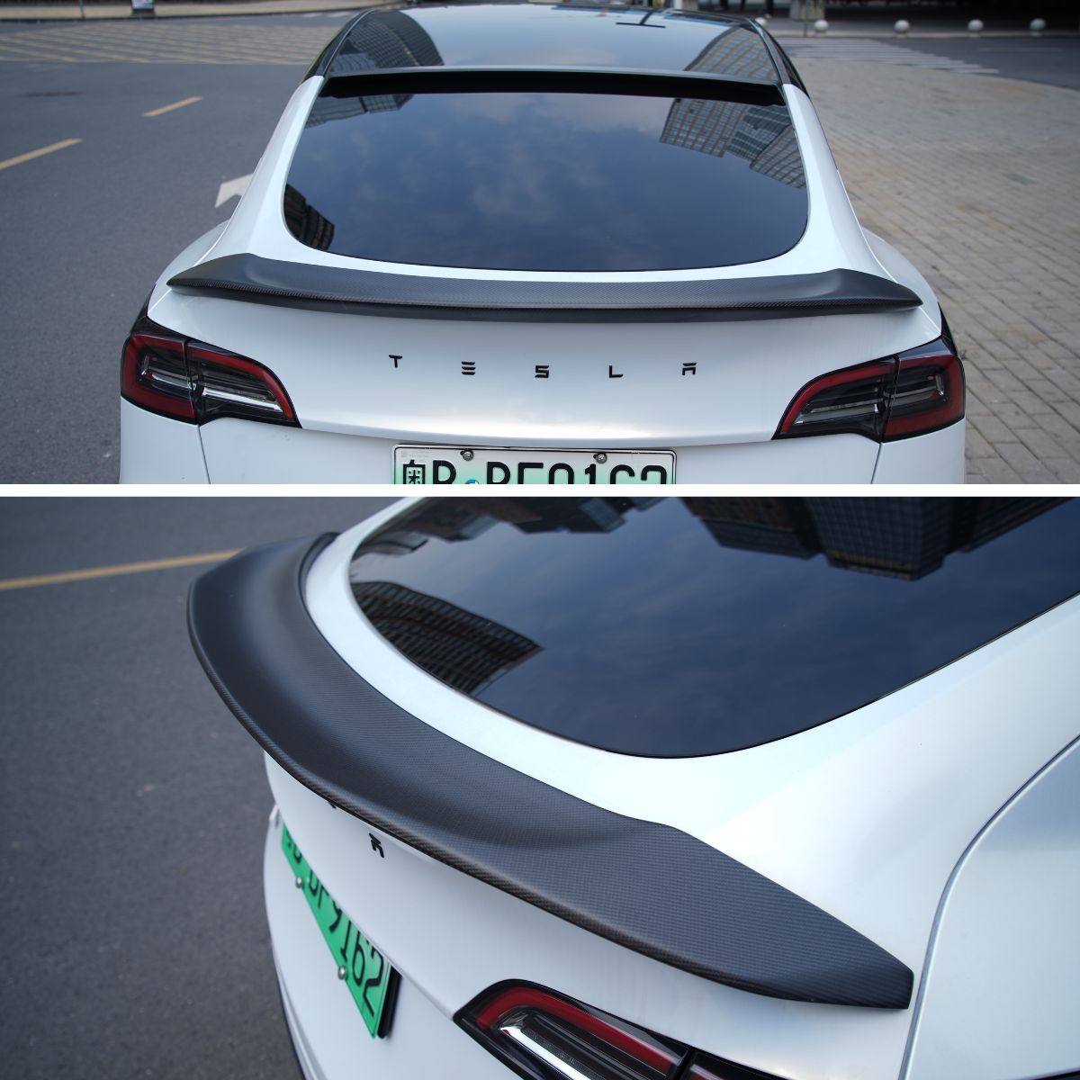 TESERY Model Y / 3 Spoiler V-Style - Carbon Fiber Exterior Mods