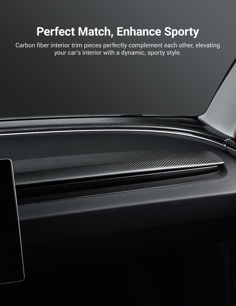 TESERY Real Dry Carbon Fiber Dashboard Cover Overlay for Model 3 Highland / Model Y Juniper