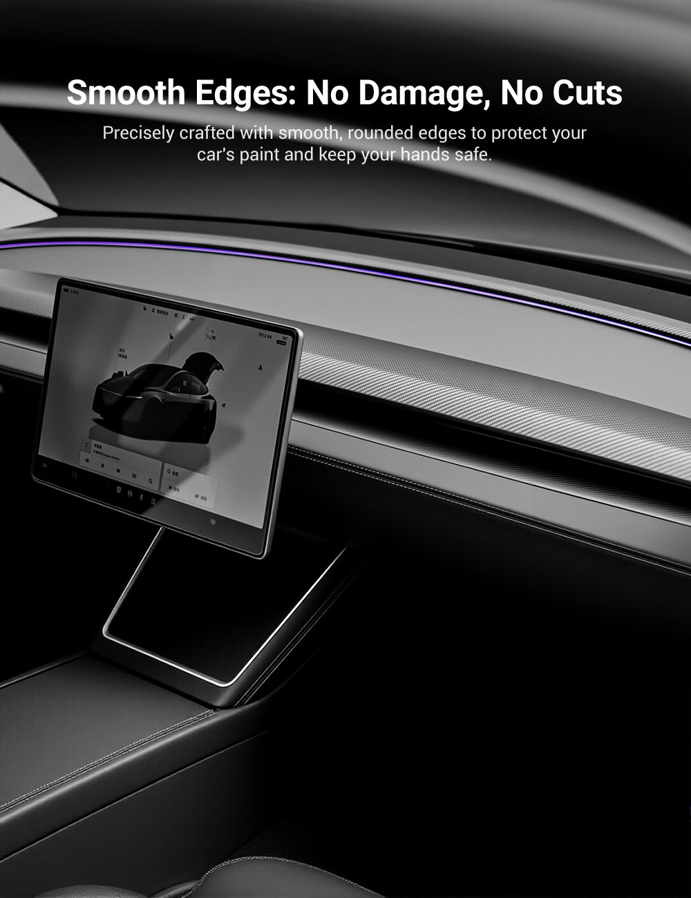 TESERY Real Dry Carbon Fiber Dashboard Cover Overlay for Model 3 Highland / Model Y Juniper