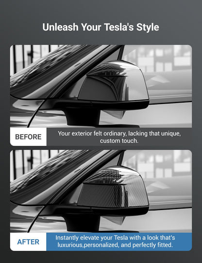 TESERY Side Mirror Cover for Tesla Model Y Juniper ( OEM Style ) - Dry Carbon Fiber Exterior Mods