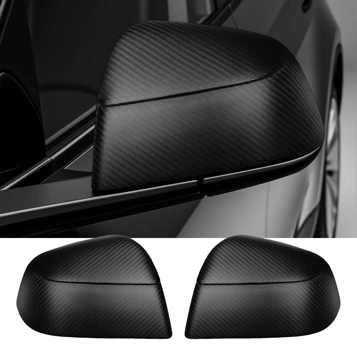 TESERY Side Mirror Cover for Tesla Model Y Juniper ( OEM Style ) - Dry Carbon Fiber Exterior Mods