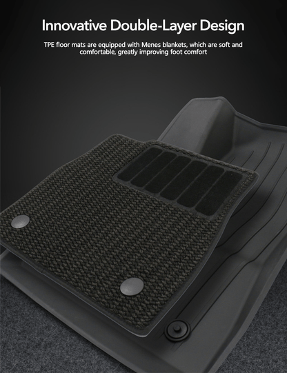 TESERY TPE+Menes Double Layer Floor Mats for Tesla Model 3 & Model Y