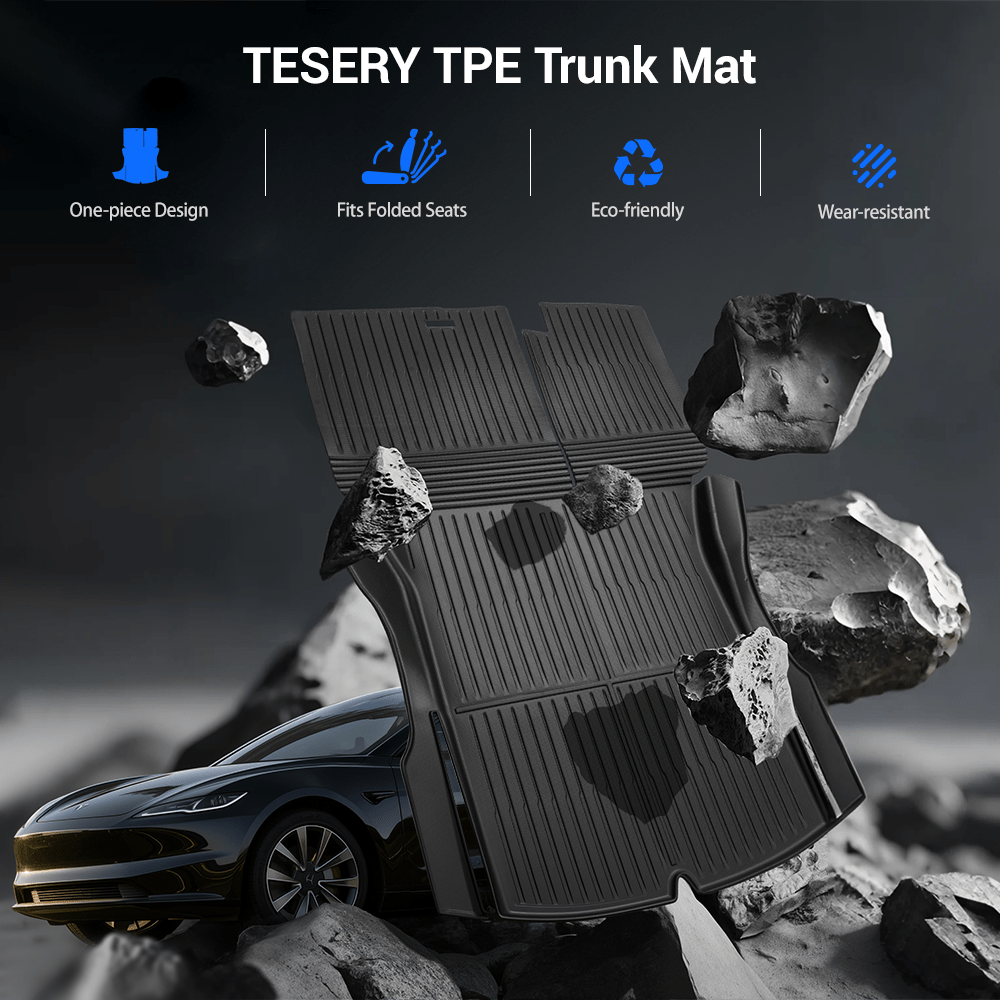 TESERY Trunk Mat With Backrest Mat for Tesla Model 3 Highland