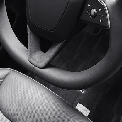 Tumbled Leather Steering Wheel Panel for Model 3 Highland & New Model Y
