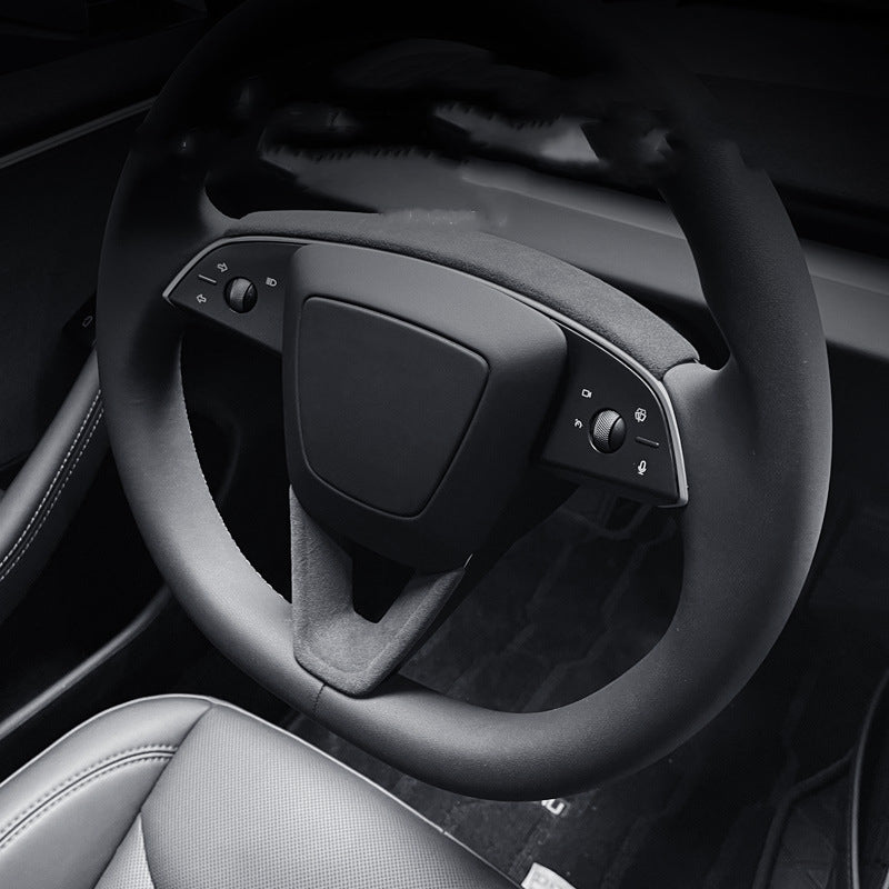 Tumbled Leather Steering Wheel Panel for Model 3 Highland & New Model Y