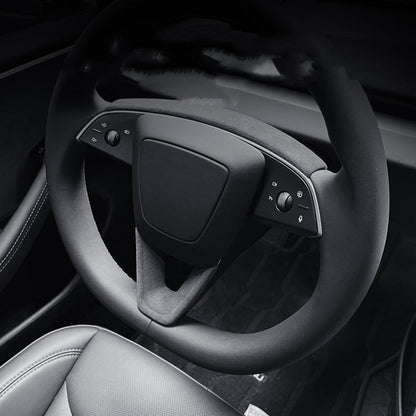 Tumbled Leather Steering Wheel Panel for Model 3 Highland & New Model Y