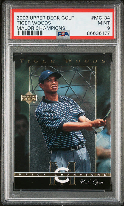 2003 UPPER DECK MAJOR CHAMPIONS TIGER WOODS MAJOR CHAMPIONS #MC-34 - PSA 9