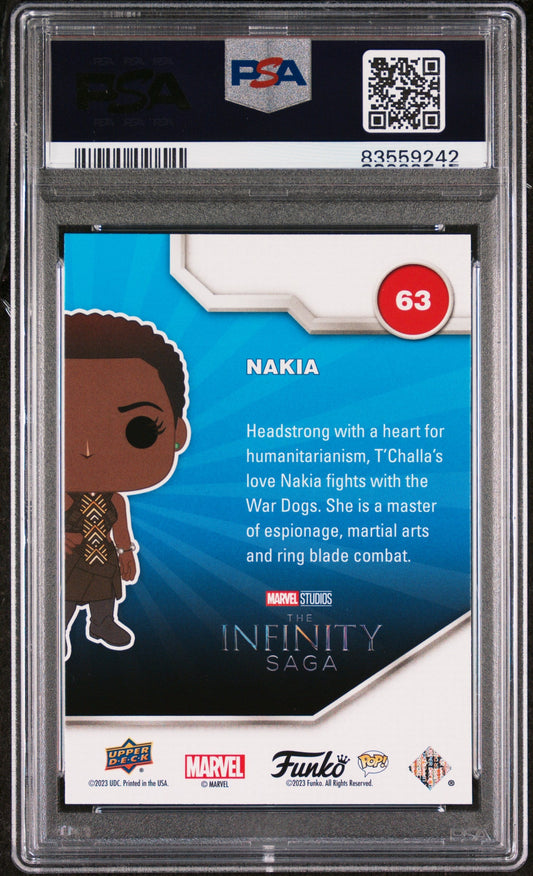 2023 UPPER DECK FUNKO POP MARVEL  NAKIA PLATINUM #63  PSA 10