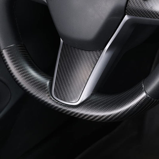 Upper / Lower Parts Steering Wheel Accessories for Tesla Model 3 / Y - Carbon Fiber Interior Mods