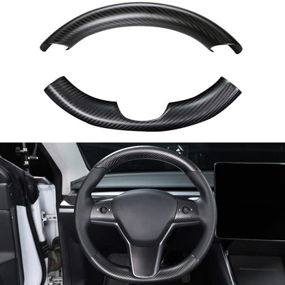 Upper / Lower Parts Steering Wheel Accessories for Tesla Model 3 / Y  -  Carbon Fiber Interior Mods