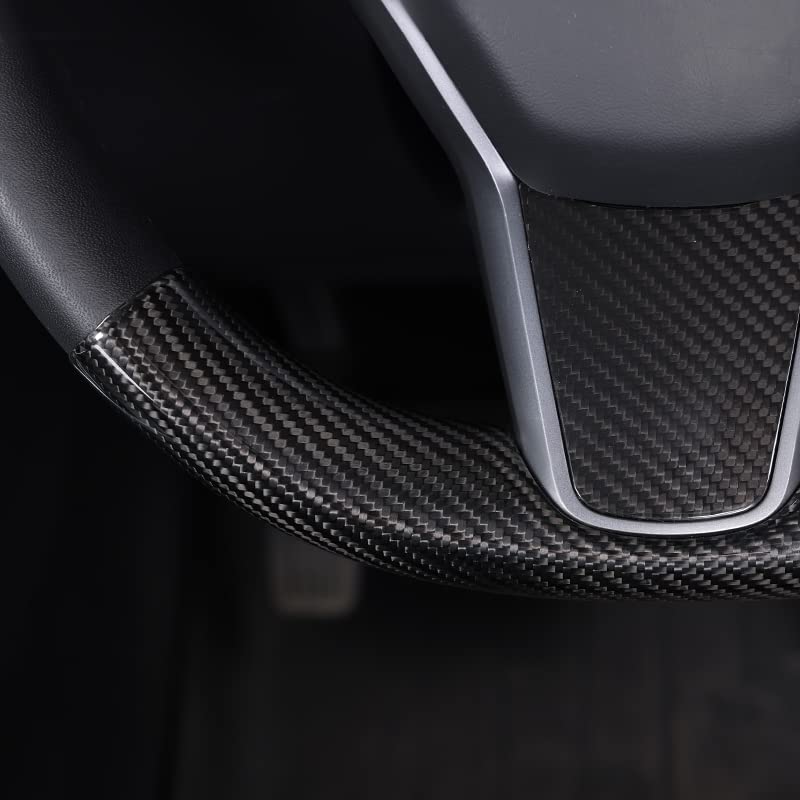 Upper / Lower Parts Steering Wheel Accessories for Tesla Model 3 / Y  -  Carbon Fiber Interior Mods