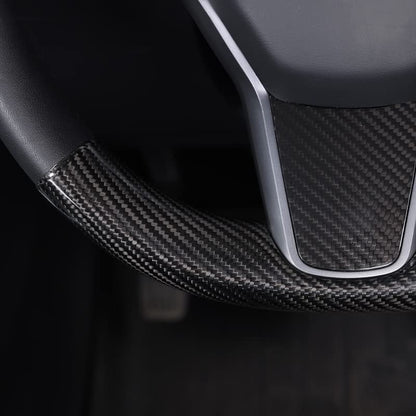Upper / Lower Parts Steering Wheel Accessories for Tesla Model 3 / Y  -  Carbon Fiber Interior Mods