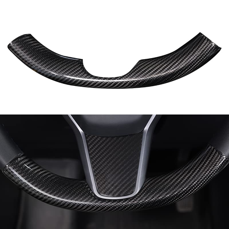 Upper / Lower Parts Steering Wheel Accessories for Tesla Model 3 / Y  -  Carbon Fiber Interior Mods