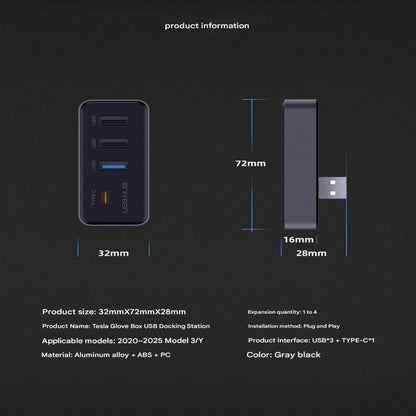 USB Glovebox Charging Hub for Model 3 & Model Y