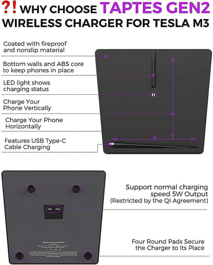 Center Console Wireless Charger for Tesla Model 3