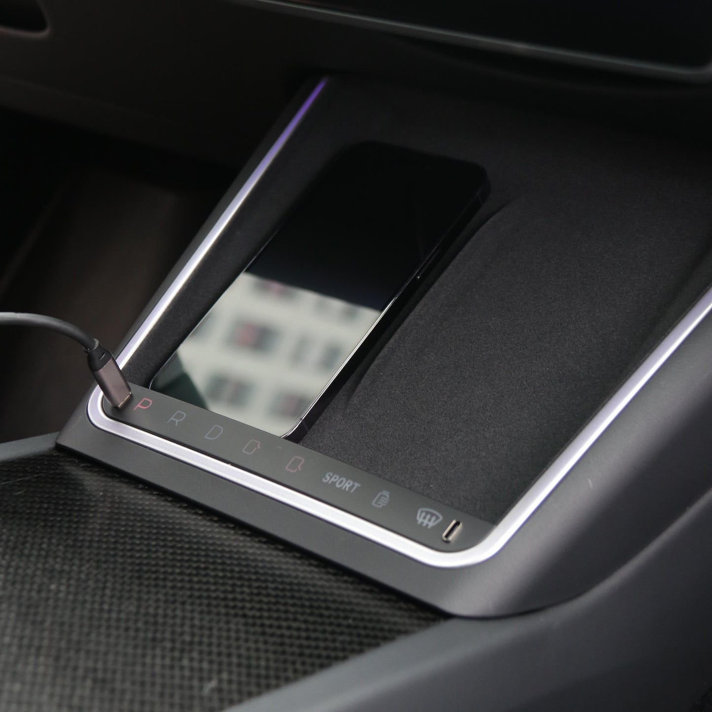 Wireless Charging Smart Button with Ambient Light for Model 3 Highland & New Model Y