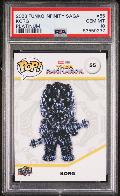 2023 UPPER DECK FUNKO POP MARVEL  KORG PLATINUM #55  PSA 10