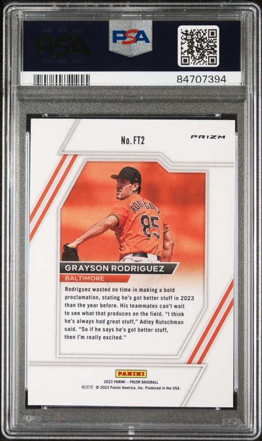 2023 PANINI PRIZM FUTURE TOOLS GRAYSON RODRIGUEZ FUTURE TOOLS-SILVER PRIZM #FT2 - PSA 10 ROOKIE CARD