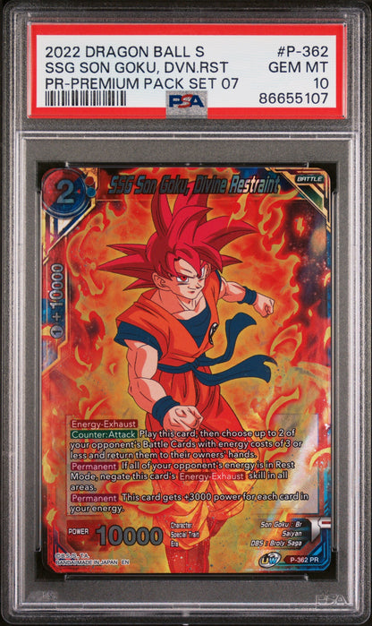 2022 DRAGON BALL SUPER REALM OF THE GODS 7 SSG GOKU, DVN RSTRNT #P-362 - PSA 10