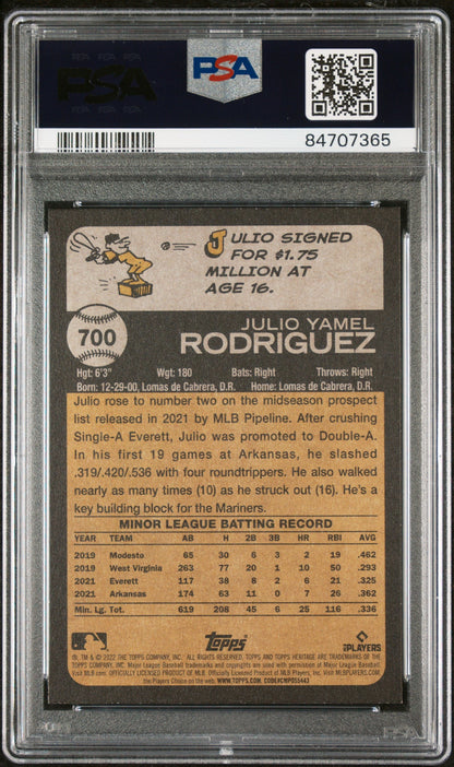 2022 TOPPS HERITAGE JULIO RODRIGUEZ  #700 - PSA 10 ROOKIE CARD