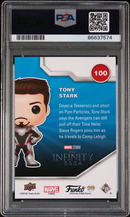 2023 UPPER DECK FUNKO POP MARVEL  TONY STARK SPECTRUM #100  PSA 10