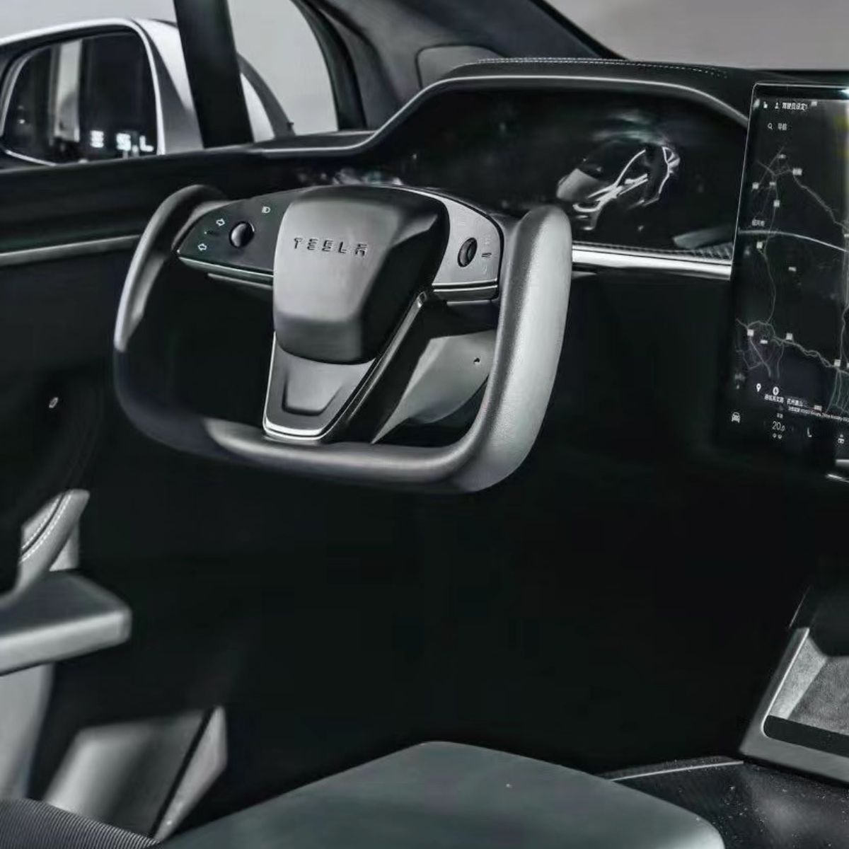 TESERY Yoke Plaid Steering Wheel Replacement for Tesla Model S / X 2021-2025 【Style 18】