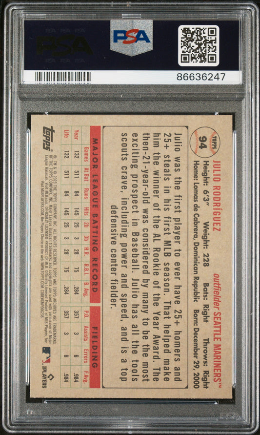 2023 TOPPS ARCHIVES JULIO RODRIGUEZ  #94 - PSA 9